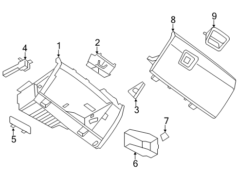 2011 BMW 740Li Glove Box Covering Cap Diagram for 51167012812