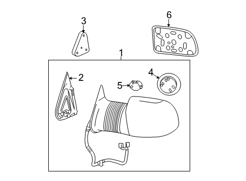 2004 GMC Sierra 2500 Outside Mirrors Mirror Assembly Diagram for 19153377