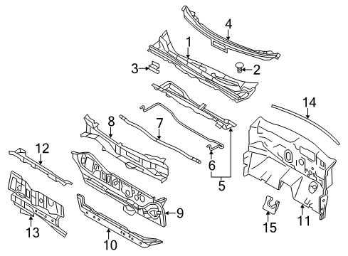 2015 Nissan Leaf Cowl Insulator-Dash Lower Diagram for 679003NF0A