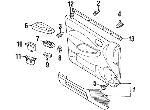 1997 Mercury Tracer Door & Components Armrest Diagram for F7CZ5424169AAE