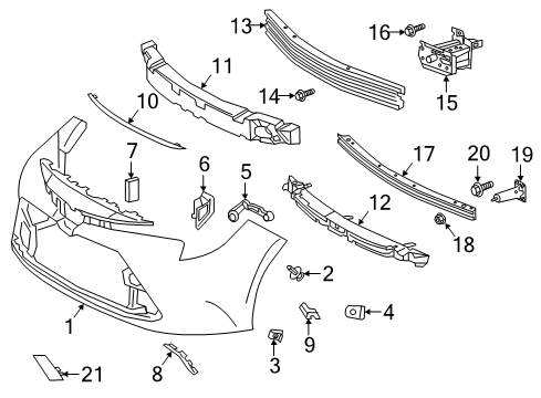2021 Toyota Corolla Bumper & Components - Front Inner Seal Diagram for 165620T020