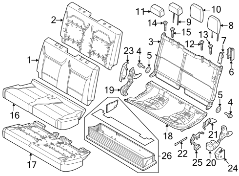 Rear Seat Components PAD AND FRAME ASY - HEADREST Diagram for ML3Z96611A08G
