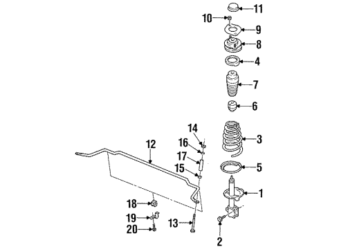 1995 Kia Sephia Spring & Stabilizer - Rear Plate-STABBAR Diagram for 0K2A128155
