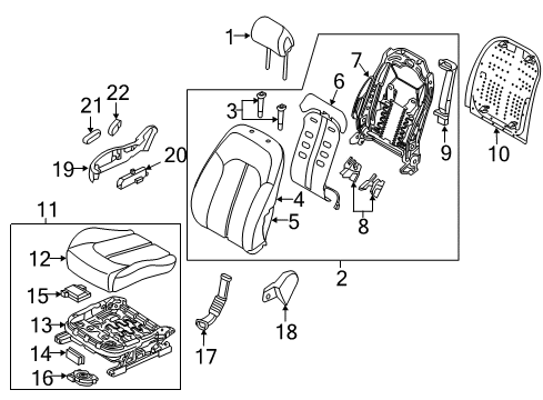 2015 Hyundai Sonata Passenger Seat Components Cushion Assembly-Front Seat, Passenger Diagram for 88200C2050SMK