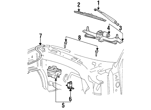 2001 Lincoln Navigator Wiper & Washer Components Hose Diagram for YL1Z17A605AA