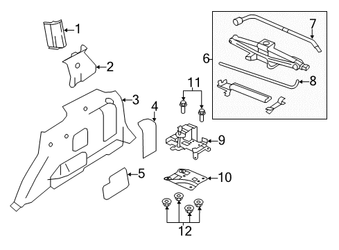 2009 Ford Escape Interior Trim - Quarter Panels Mount Bracket Bolt Diagram for W708004S437M
