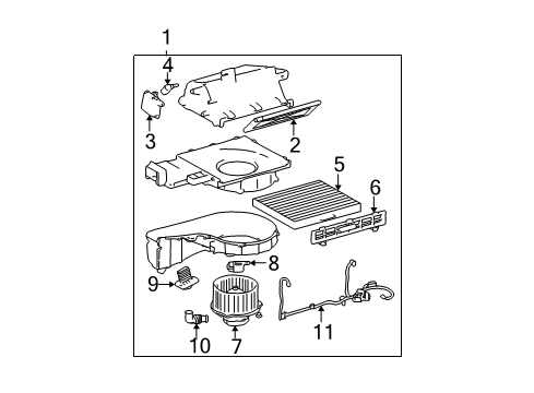 2001 Hyundai Elantra Blower Motor & Fan Blower Unit Diagram for 972112D150