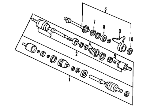 1988 Honda Prelude Front Axle Shafts & Joints, Drive Axles Joint, Inboard Diagram for 44310SB2983