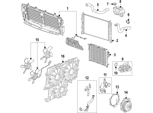 Cooling System, Radiator, Water Pump, Cooling Fan Thermostat Diagram for 12661950