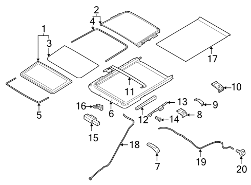 Sunroof Guide Assy-Sunroof, RH Diagram for 913584BA0A