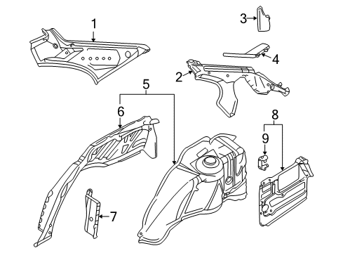 2003 BMW M5 Inner Structure - Quarter Panel Wheel Arch Outer Rear Left Diagram for 41142694083