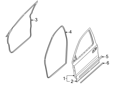 2007 Ford Five Hundred Front Door Door Weatherstrip Diagram for 8G1Z5420530A