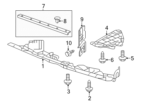 2010 Acura MDX Splash Shields Shield, Front Splash Diagram for 74111STXA02
