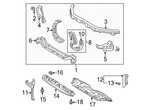 2003 Toyota Solara Radiator Support Lower Tie Bar Gusset Diagram for 5103106900