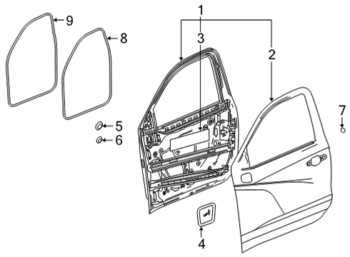Door & Components Door Weatherstrip Diagram for 84741731