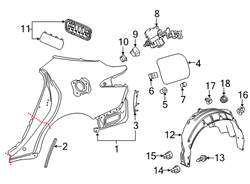 2018 Toyota Camry Fuel Door Quarter Panel Protector Diagram for 5874733080
