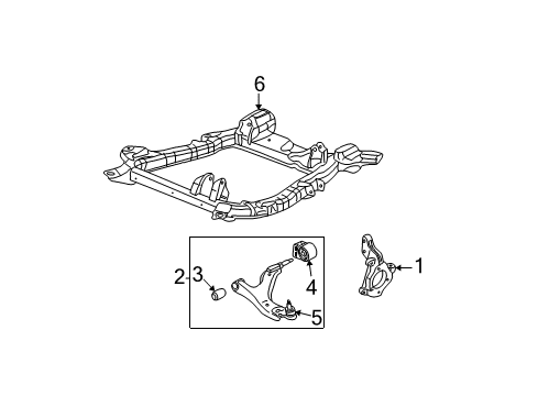 2009 Chevrolet Equinox Front Suspension Components, Lower Control Arm, Stabilizer Bar Front Lower Control Arm Assembly Diagram for 25919635