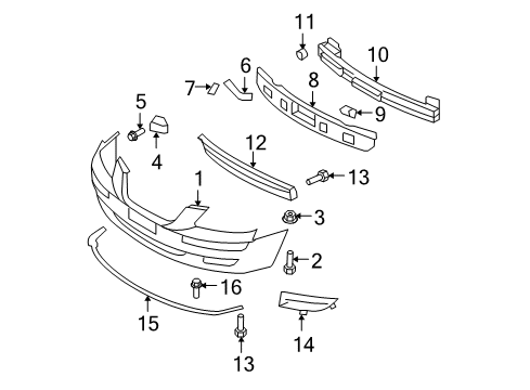 2006 Hyundai Sonata Front Bumper Bracket-Front Bumper Upper Side Mounting Diagram for 865513K000