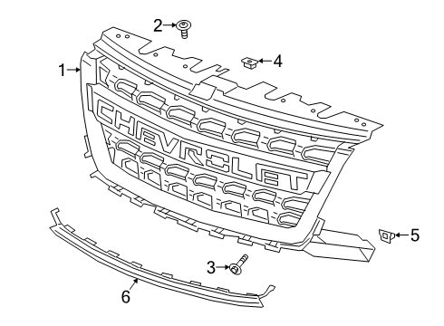 2022 Chevrolet Colorado Grille & Components Grille Assembly Diagram for 84431361