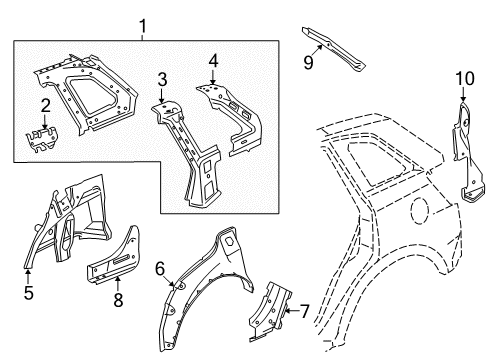 2012 Chevrolet Captiva Sport Inner Structure - Quarter Panel Reinforce Panel Diagram for 96474352
