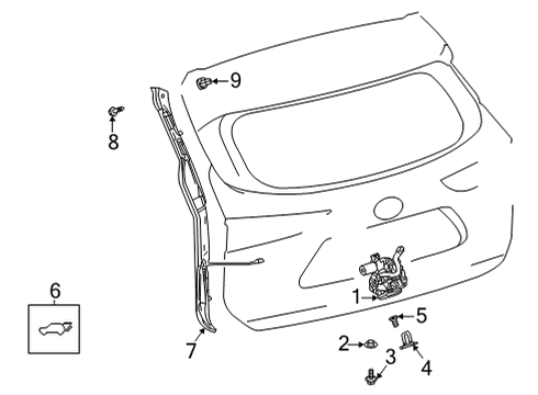 2022 Toyota Highlander Lock & Hardware Gate Lock Bushing Diagram for 9038909041