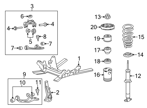 2010 Cadillac CTS Front Suspension Components, Lower Control Arm, Upper Control Arm, Ride Control, Stabilizer Bar Cover Diagram for 25852576
