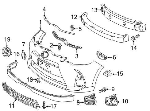 2017 Toyota Prius C Bumper & Components, Exterior Trim, Spoiler Lamp Cover Diagram for 5204052080