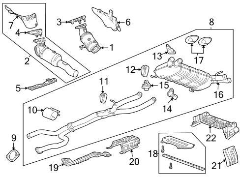 2022 Cadillac CT5 Exhaust Components Muffler & Pipe Actuator Diagram for 85120344