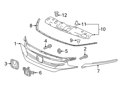 2017 Honda Civic Grille & Components Emblem, H-Mark 95 Diagram for 75700TBAA00