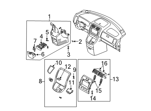 2003 Kia Sedona Cluster & Switches, Instrument Panel Front Center Floor Console Cup Holder Diagram for 0K52Y6439XBT