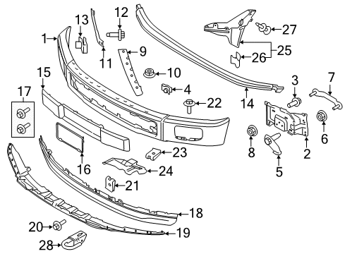 2016 Ford F-150 Front Bumper Side Bracket Diagram for FL3Z17754B
