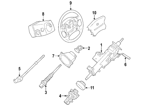 2006 Nissan Titan Steering Column & Wheel, Steering Gear & Linkage Column Assy-Steering, Upper Diagram for 488109FM1B