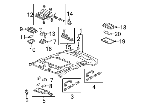 2009 Acura TSX Sunroof Switch Assembly, Sunroof & Map Light (Premium Ivory) Diagram for 35830SNAA31ZH