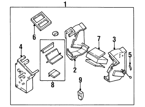 1997 Kia Sportage Heater Core & Control Valve Damper Assembly-Mode Diagram for 0K01161A1X