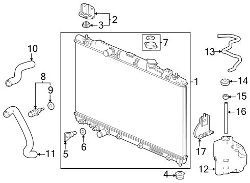 Radiator & Components W-RADIATOR Diagram for 1901064AA01