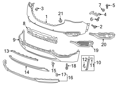 2019 GMC Acadia Front Bumper Air Deflector Diagram for 84109975