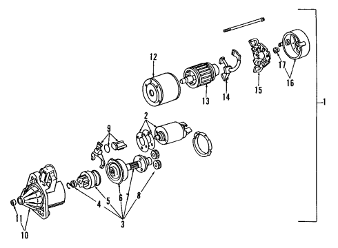 1995 Mitsubishi Diamante Starter Holder-Starter Brush Diagram for MD611217
