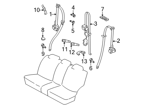 2009 Toyota 4Runner Seat Belt Hook, Rear Seat Belt Diagram for 7338360010