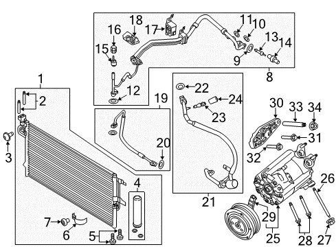 2015 Lincoln MKC Air Conditioner Compressor Mount Bolt Diagram for W715352S439