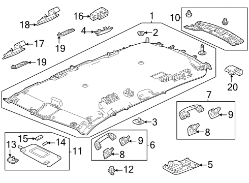 Interior Trim - Roof Light Assembly, Cargo Diagram for 34260TJBA01