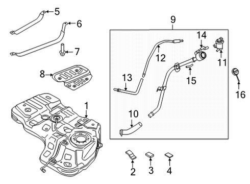 2022 Kia Sorento Fuel Supply Filler Neck & Hose A Diagram for 31030P4500