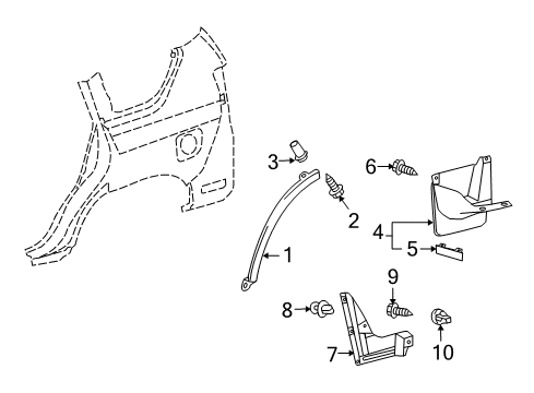 2010 Lexus GX460 Exterior Trim - Quarter Panel MUDGUARD, Quarter Panel Diagram for 7662560290A0