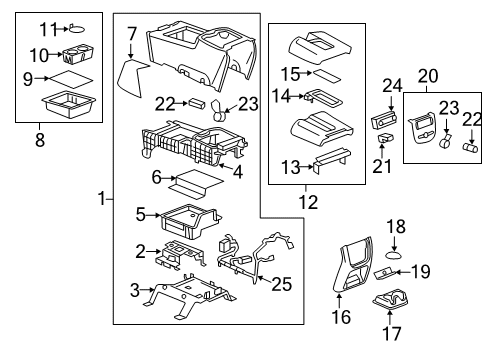 2012 Chevrolet Silverado 2500 HD Center Console Console Assembly Diagram for 20943739