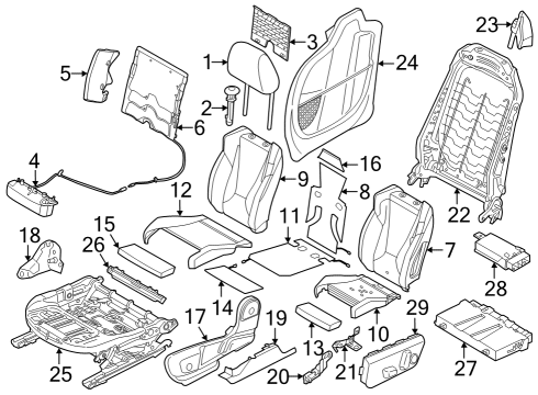 Driver Seat Components FOAM PAD FOR THIGH BOLSTER Diagram for 52109493413
