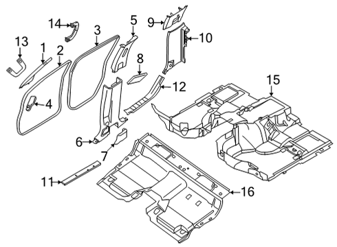 Interior Trim - Cab GARNISH-CENTER PILLAR, UPPER RH Diagram for 769139BU3A
