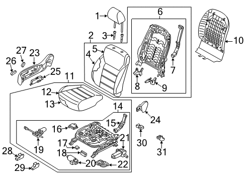 2019 Kia Sorento Passenger Seat Components Cover-Front Seat Mounting Front Diagram for 88141C6000WK