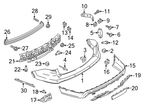 2016 Ford Explorer Rear Bumper Insert Panel Diagram for FB5Z17F827C