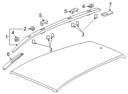 2019 Honda HR-V Luggage Carrier Molding, R. RR. Diagram for 75275T7A003