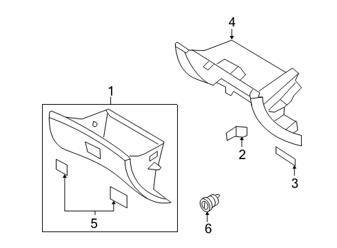 2010 Hyundai Sonata Glove Box Panel-Lower Crash Pad Inner, RH Diagram for 845403K650HZ