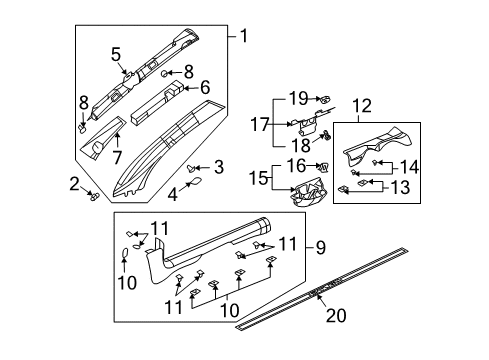 2003 Saturn Ion Interior Trim - Pillars, Rocker & Floor Upper Quarter Trim Retainer Diagram for 11518447